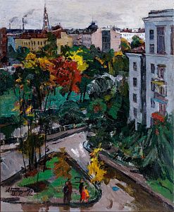 Гуляев Александр Георгиевич (1917-1995). 
Мой район осенью. Вид из окна. 1964.