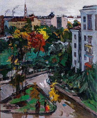 Гуляев Александр Георгиевич (1917-1995). 
Мой район осенью. Вид из окна. 1964.