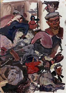 Алексеев Адольф Евгеньевич (1934-2000).
Стригут овец. 1963.