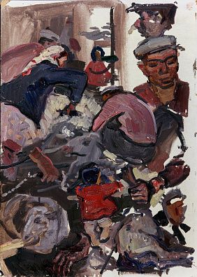 Алексеев Адольф Евгеньевич (1934-2000).
Стригут овец. 1963.