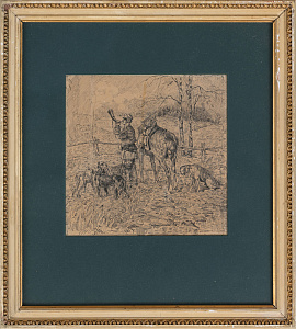 Мухин Александр Николаевич (1858-?). 
Охотничья сцена. 1899.