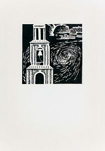Усачев Николай Васильевич (р.1934). 
Иллюстрация к книге М.Шолохова "Продкомиссар". Колокольня. 1970-е.