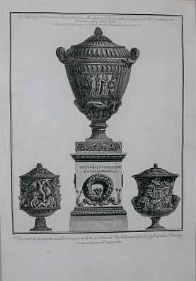 Пиранези Джованни Батиста (Piranesi Giovanni Battista) (1720-1778).
Античные вазы. Лист из цикла "Вазы, канделябры, надгробия, саркофаги, треножники, светильники и древние орнаменты". Последняя треть XVIII века.