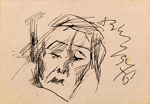 Зверев Анатолий Тимофеевич (1932-1986).Портрет с закрытыми глазами. 1976.