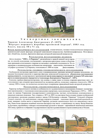 Чиркин Александр Дмитриевич (?-1897).Портрет вороного жеребца орловской породы". 1883.