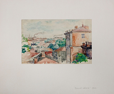 Леванидов Валерий Иванович (1905-1983).  
Городской пейзаж. 1943.